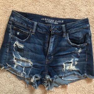 American Eagle high-waist denim shorts, size 8